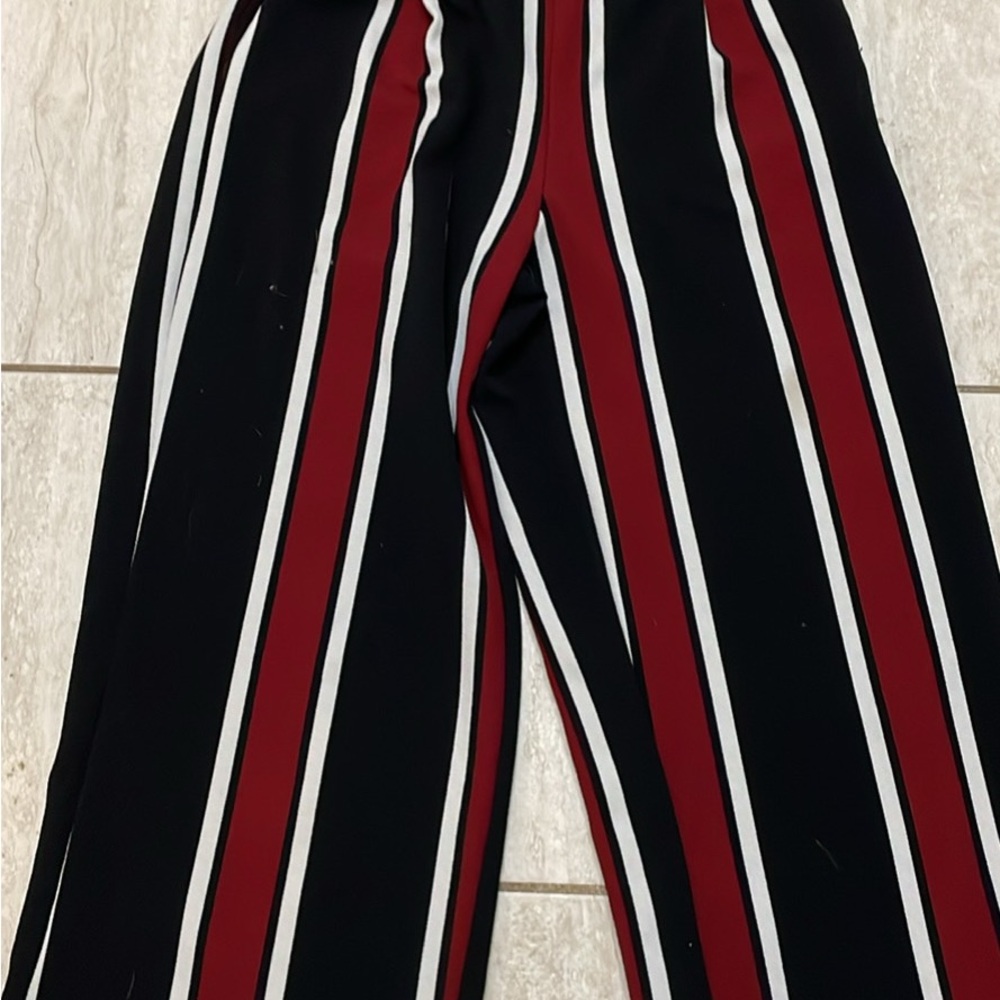 Striped Women's Pants - Black, Red, and White
